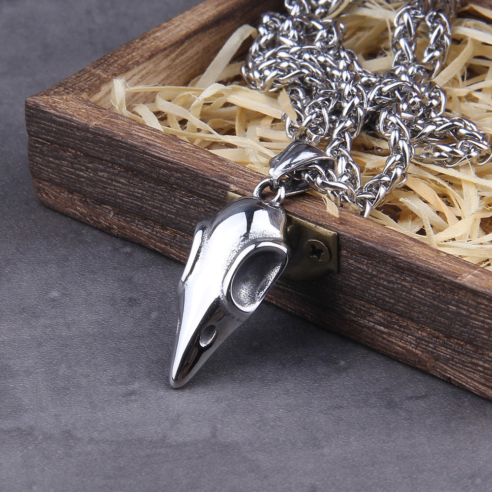 ODINS RAVEN SKULL PENDANT- STAINLESS STEEL - Forged in Valhalla