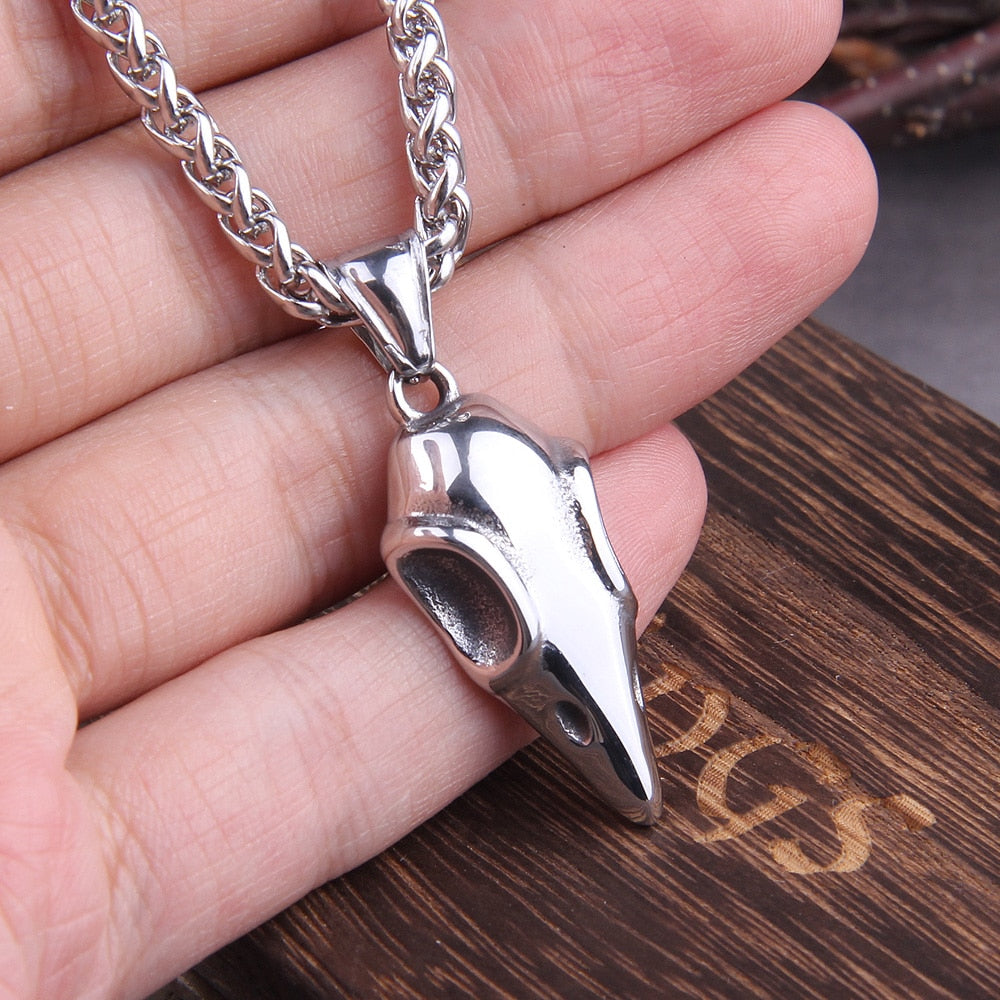 ODINS RAVEN SKULL PENDANT- STAINLESS STEEL - Forged in Valhalla