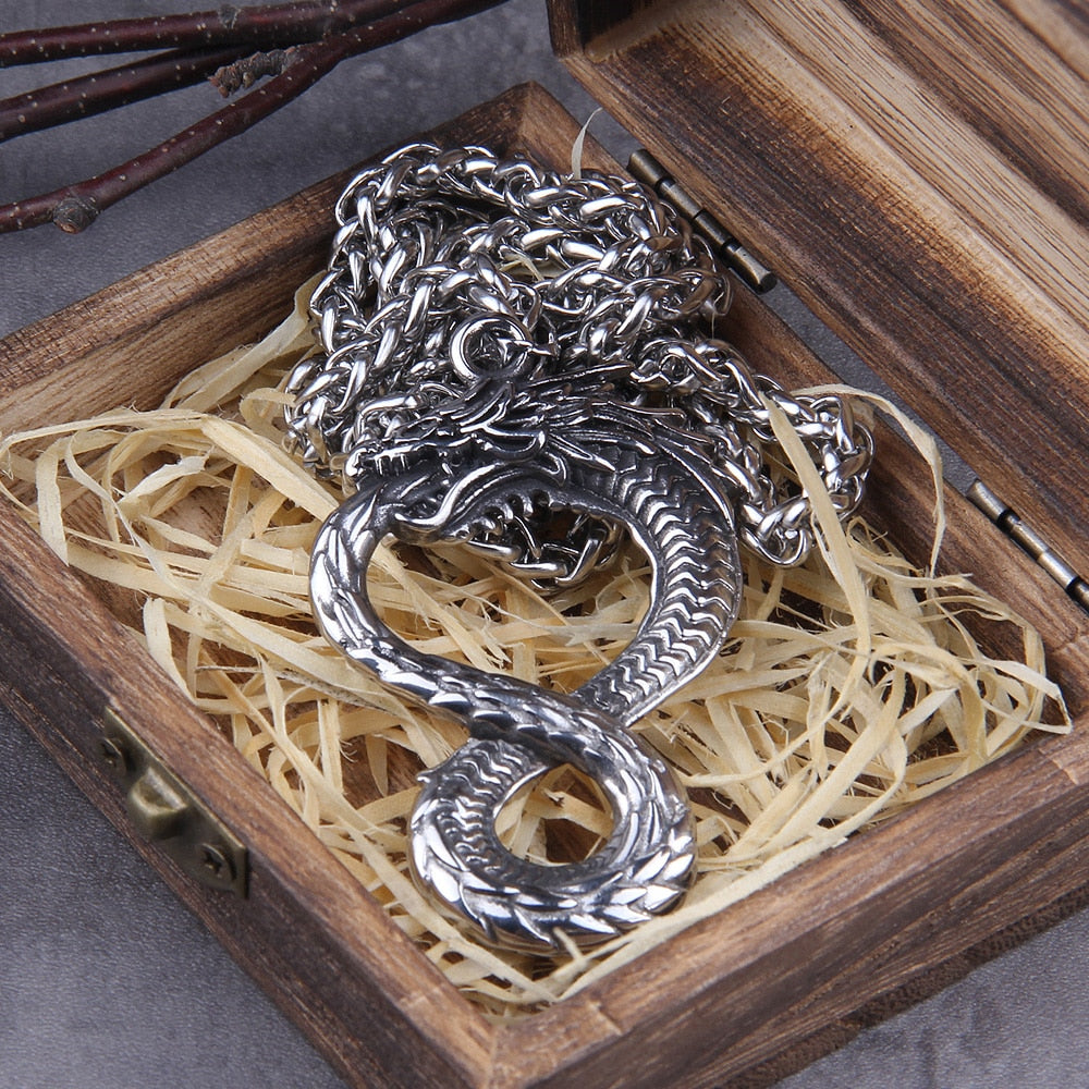 WORLD SERPENT/ JORMUNGANDR PENDANT- STAINLESS STEEL - Forged in Valhalla