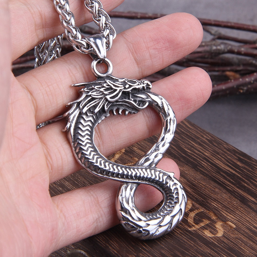 WORLD SERPENT/ JORMUNGANDR PENDANT- STAINLESS STEEL - Forged in Valhalla