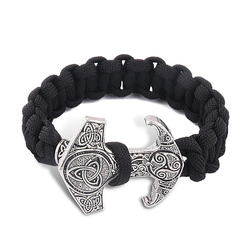 THOR'S HAMMER CELTIC CLOTH BRACELET - STAINLESS STEEL - Forged in Valhalla