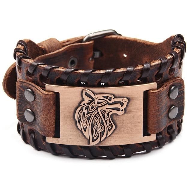 WOLF OF ODIN LEATHER WRAP BRACELET - Forged in Valhalla