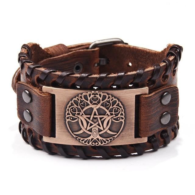 WICCAN YGGDRASIL LEATHER WRAP BRACELET - Forged in Valhalla