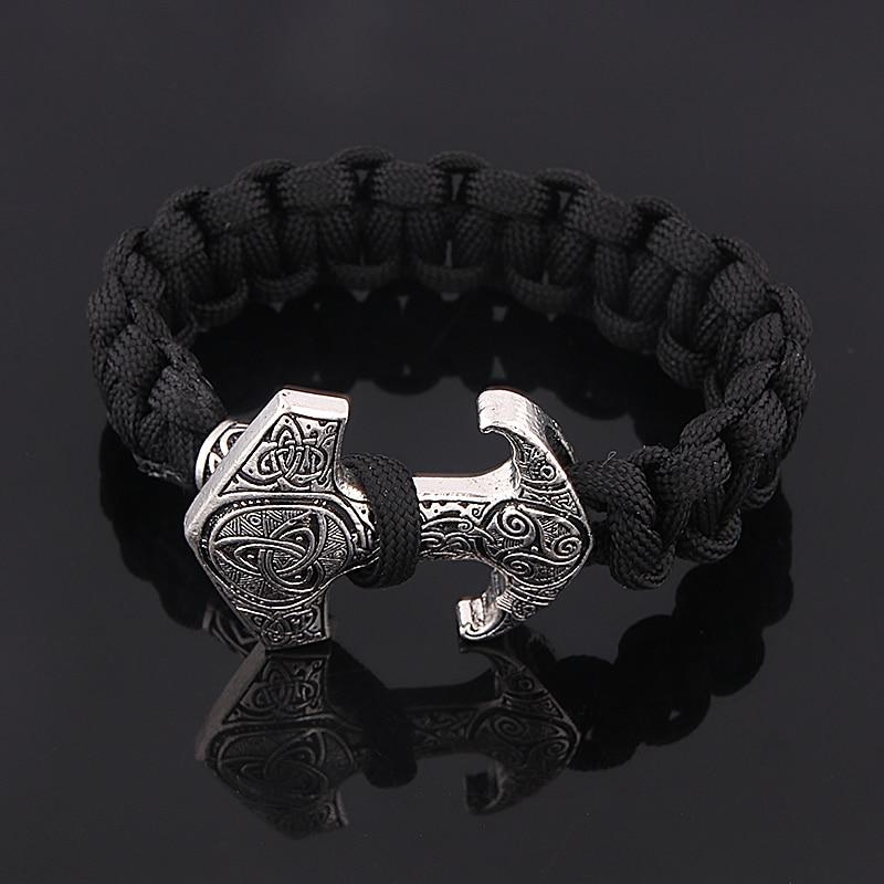 THOR'S HAMMER CELTIC CLOTH BRACELET - STAINLESS STEEL - Forged in Valhalla