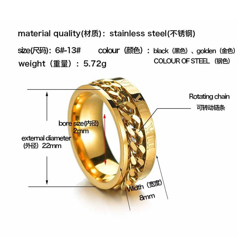 IRON CHAINED RING STAINLESS STEEL VARIETY