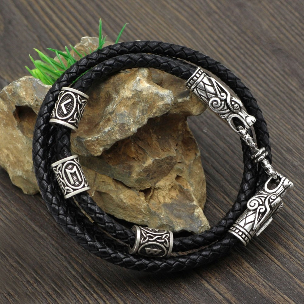 NORDIC LEATHER BRACELET DRAGON HEAD - Forged in Valhalla