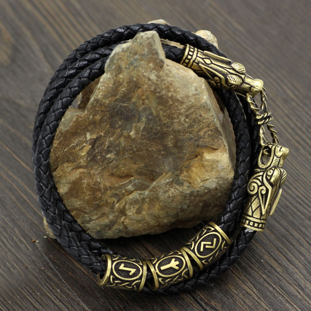 NORDIC LEATHER BRACELET DRAGON HEAD - Forged in Valhalla