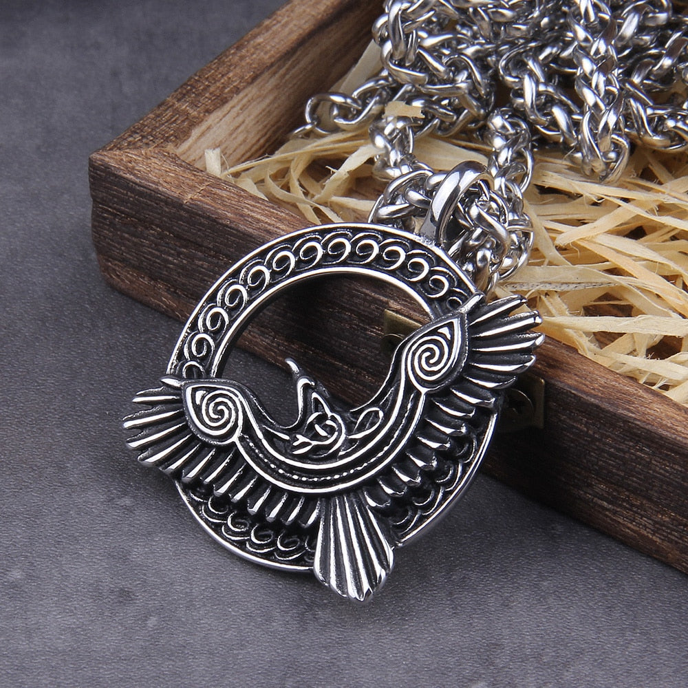 HUGINN AND MUNINN RAVENS OF ODIN PENDANT- STAINLESS STEEL - Forged in Valhalla