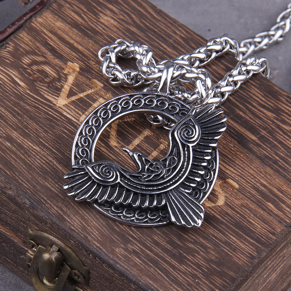 HUGINN AND MUNINN RAVENS OF ODIN PENDANT- STAINLESS STEEL - Forged in Valhalla