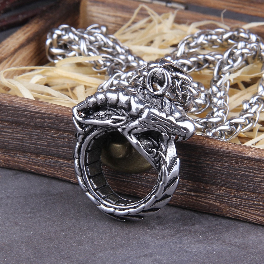 Jörmungandr THE MIDGARD SERPENT PENDANT- STAINLESS STEEL - Forged in Valhalla