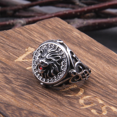 RED JEWELED LION WARLORD- STAINLESS STEEL - Forged in Valhalla