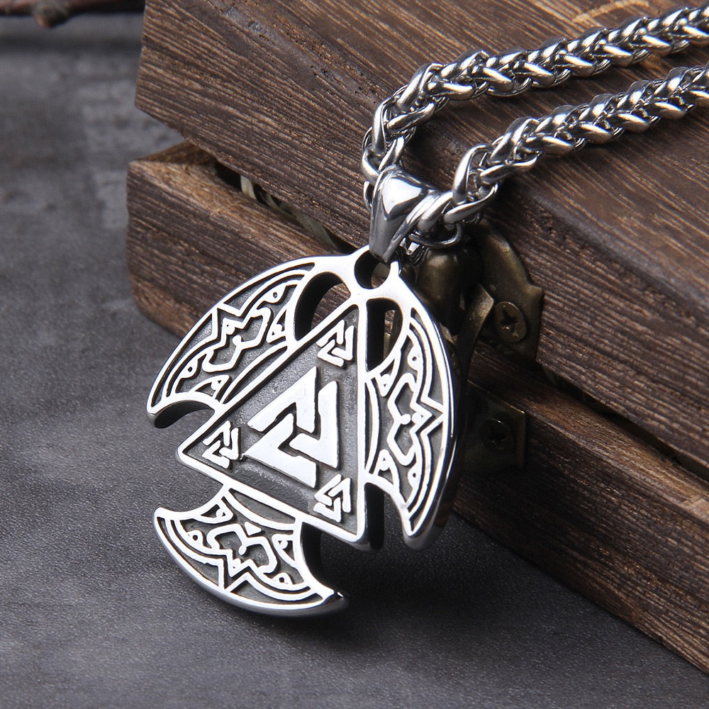 THREE BLADED VALKNUT PENDANT- STAINLESS STEEL - Forged in Valhalla