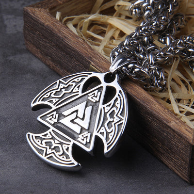 THREE BLADED VALKNUT PENDANT- STAINLESS STEEL - Forged in Valhalla