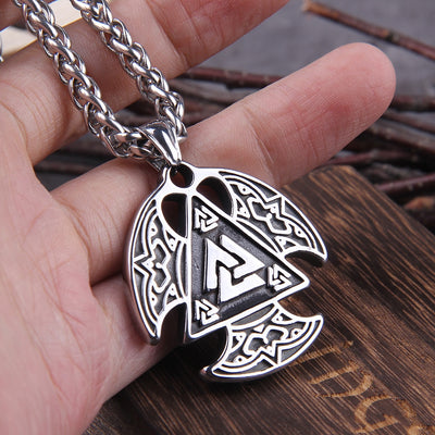 THREE BLADED VALKNUT PENDANT- STAINLESS STEEL - Forged in Valhalla