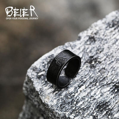 BLACK VIKING CARVED RUNIC RINGS- STAINLESS STEEL - Forged in Valhalla