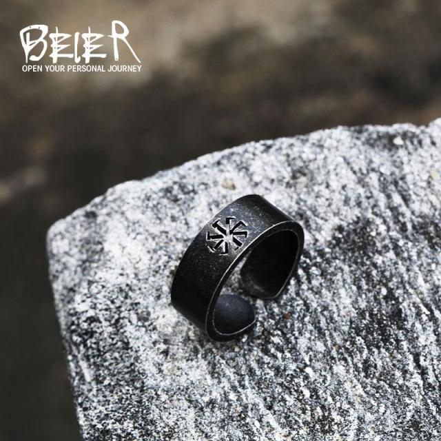 BLACK VIKING CARVED RUNIC RINGS- STAINLESS STEEL - Forged in Valhalla