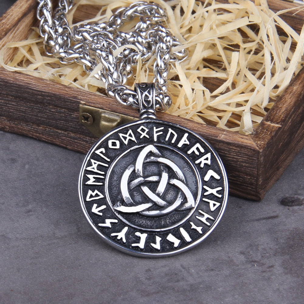RUNIC TRIQUETRA PENDANT, NEVERENDING- STAINLESS STEEL - Forged in Valhalla