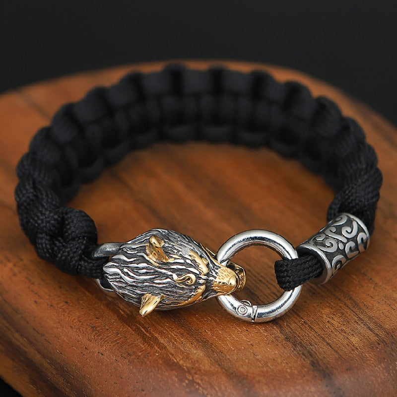 FENRIR COTTON BRACELET- STAINLESS STEEL - Forged in Valhalla