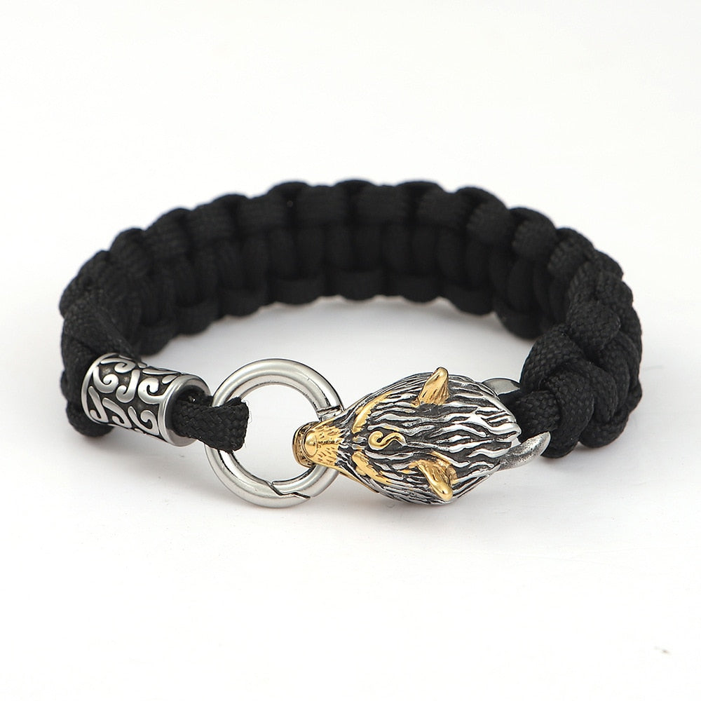 FENRIR COTTON BRACELET- STAINLESS STEEL - Forged in Valhalla