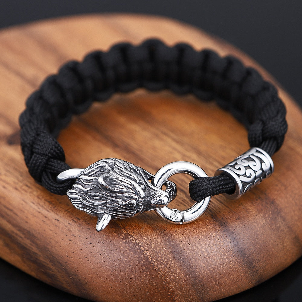 FENRIR COTTON BRACELET- STAINLESS STEEL - Forged in Valhalla