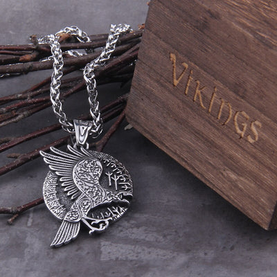 RUNIC VIKING RAVENS AMULET- STAINLESS STEEL - Forged in Valhalla