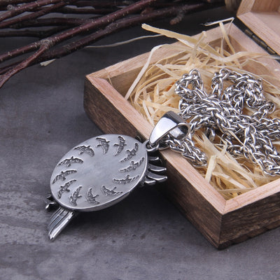 RUNIC VIKING RAVENS AMULET- STAINLESS STEEL - Forged in Valhalla