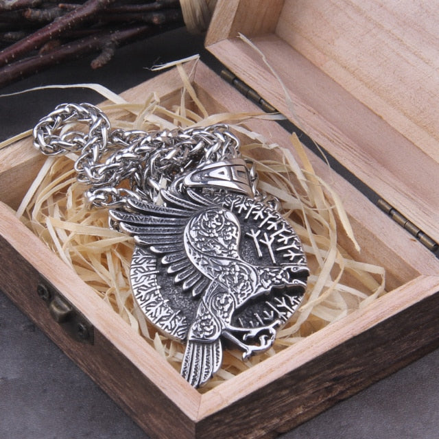 RUNIC VIKING RAVENS AMULET- STAINLESS STEEL - Forged in Valhalla