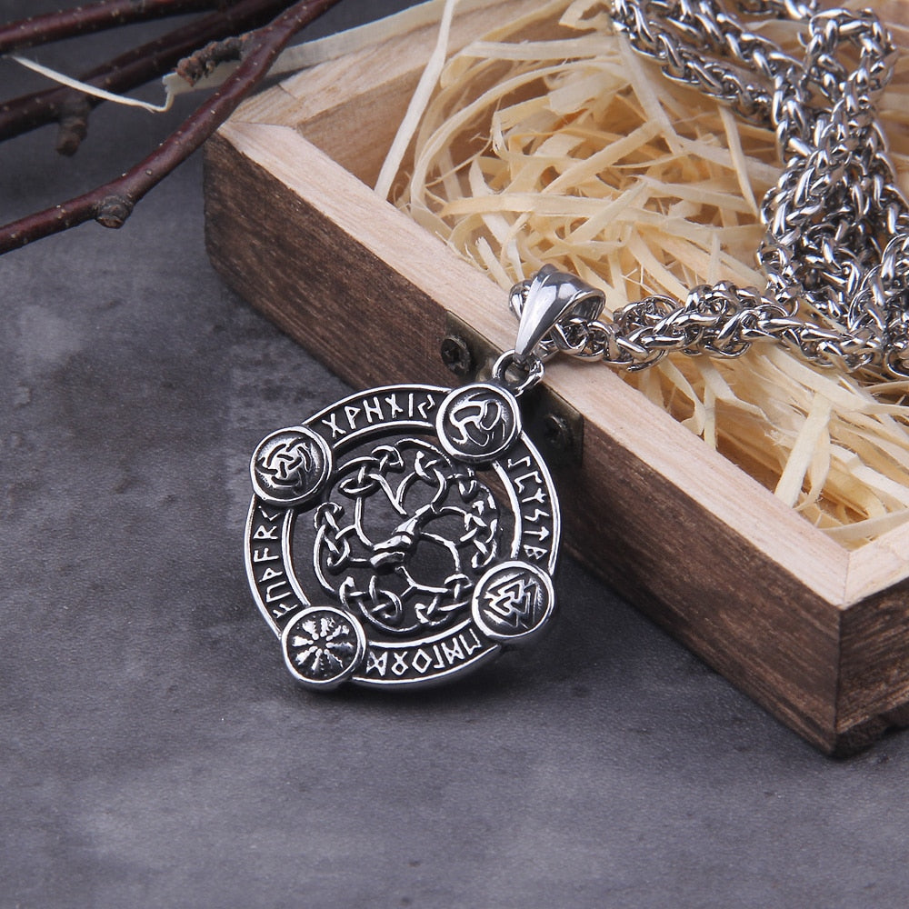 RUNIC YGGDRASILL/VALKNUT/CELTICKNOT PENDANT STAINLESS STEEL - Forged in Valhalla