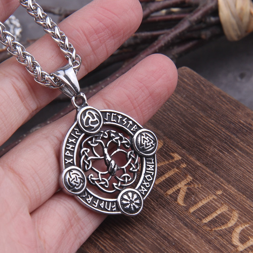 RUNIC YGGDRASILL/VALKNUT/CELTICKNOT PENDANT STAINLESS STEEL - Forged in Valhalla