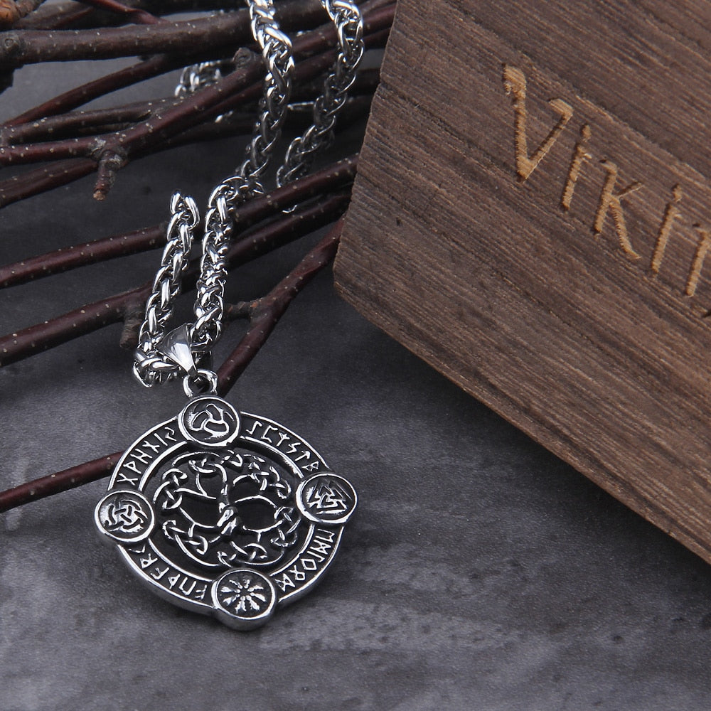 RUNIC YGGDRASILL/VALKNUT/CELTICKNOT PENDANT STAINLESS STEEL - Forged in Valhalla
