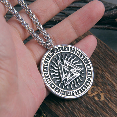 THE VALKNUT & RUNIC PENDANT- STAINLESS STEEL - Forged in Valhalla
