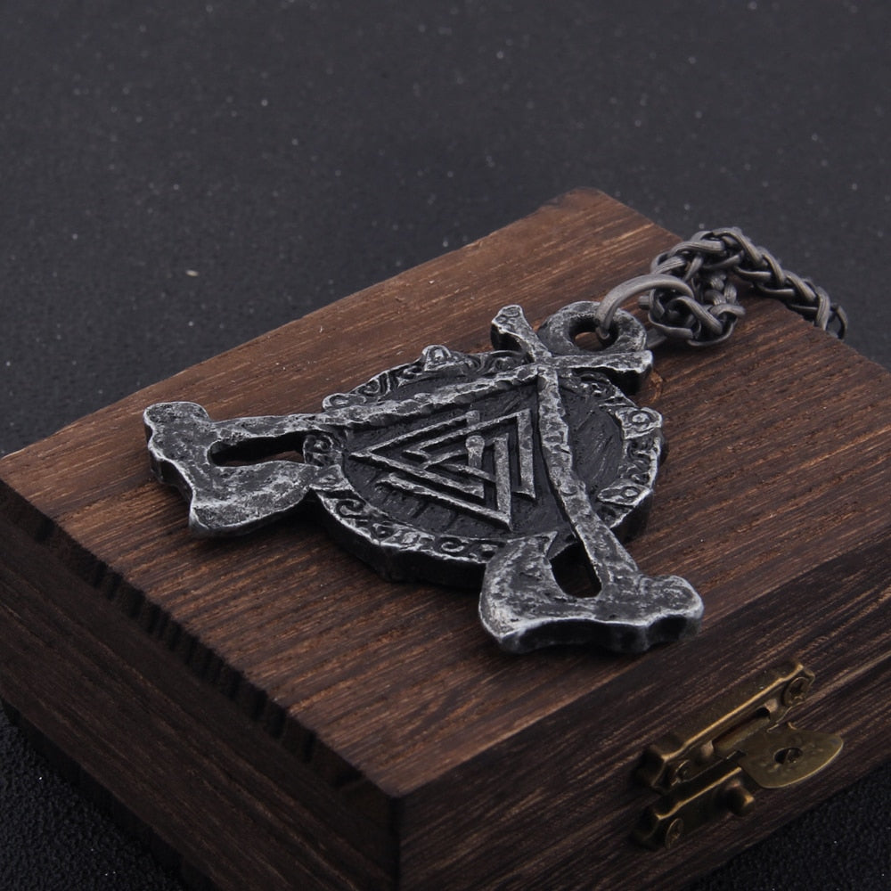 VALKNUT/ DUAL AXES PENDANT- STAINLESS STEEL - Forged in Valhalla