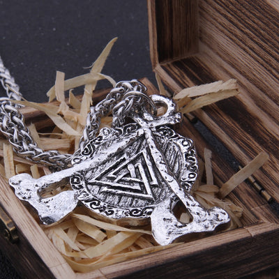 VALKNUT/ DUAL AXES PENDANT- STAINLESS STEEL - Forged in Valhalla