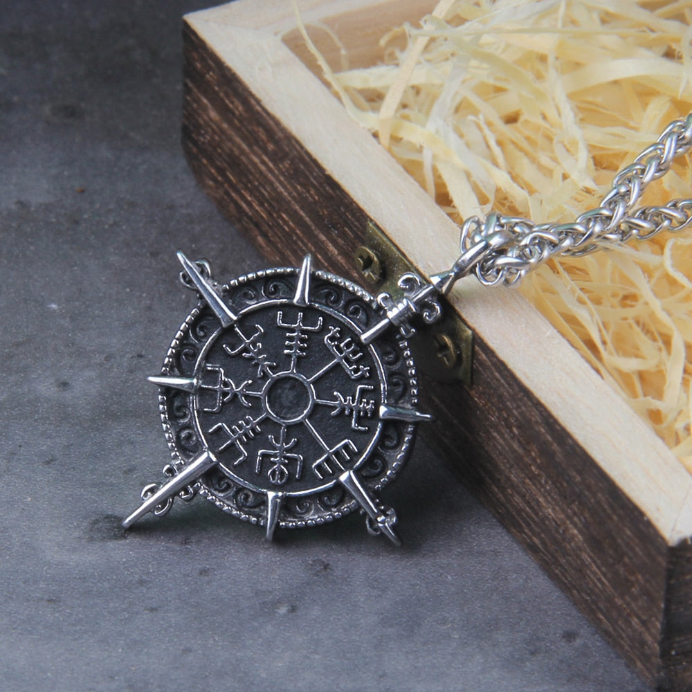 SPIKED VEGVISIR AMULET- STAINLESS STEEL - Forged in Valhalla