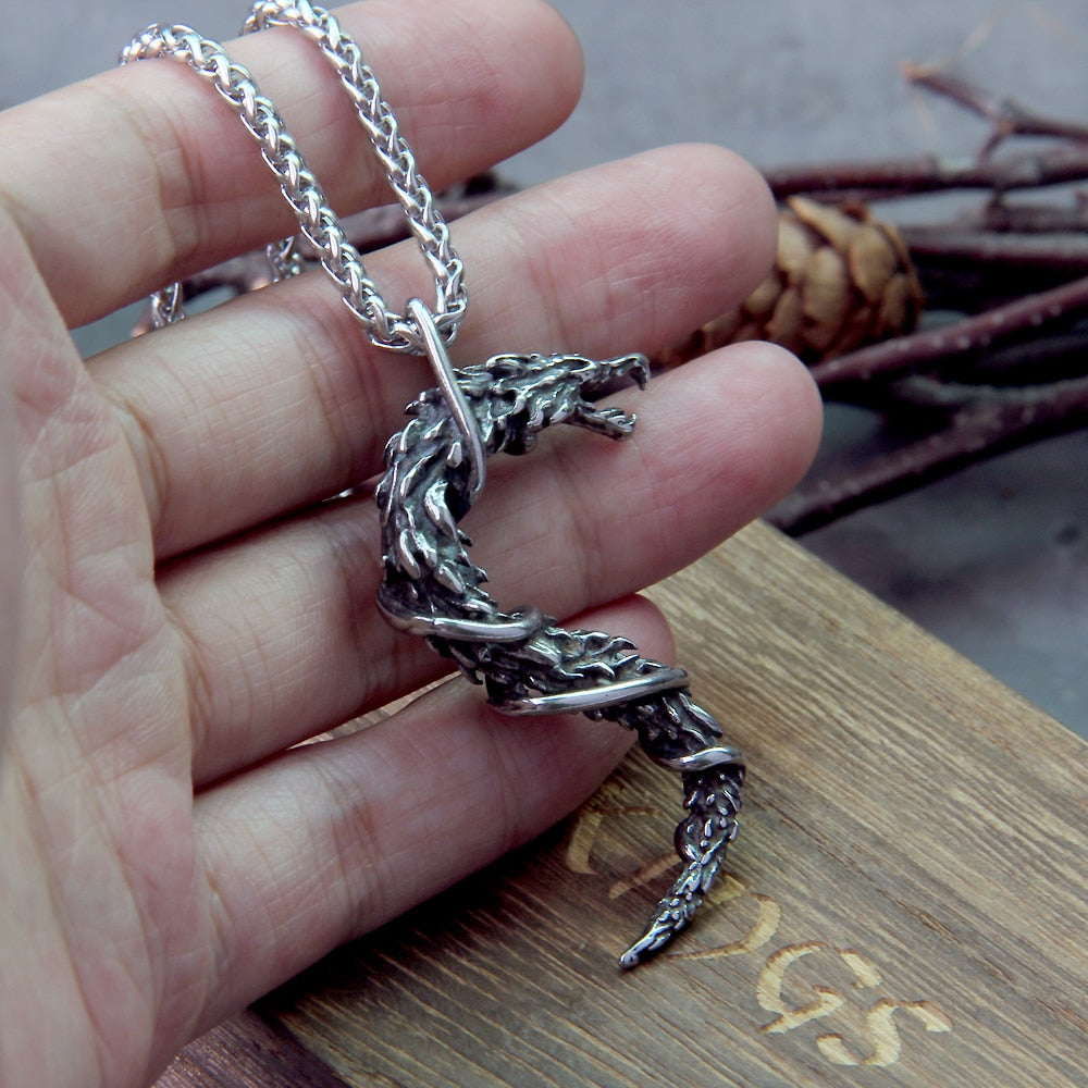 THE MIDGARD SERPENT JORMUNGANDR PENDANT- STAINLESS STEEL - Forged in Valhalla