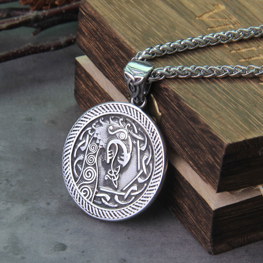 HORNS OF ODIN VIKING DRAGON PENDANT- STAINLESS STEEL - Forged in Valhalla