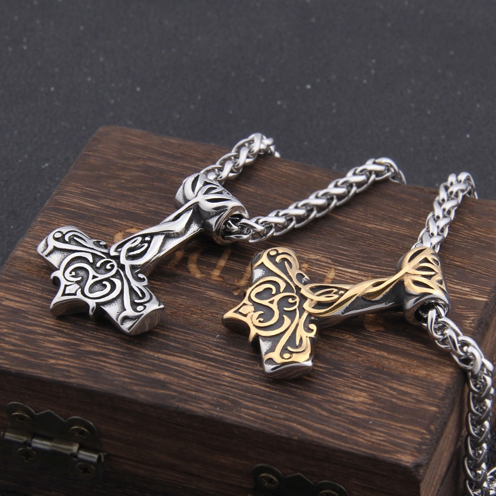 MIXED GOLD MJOLNIR, THORS HAMMER- STAINLESS STEEL - Forged in Valhalla