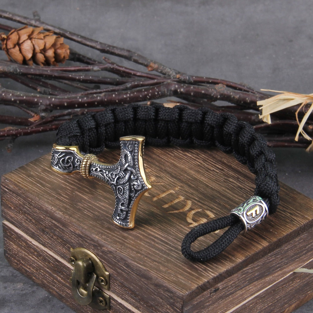 THOR'S HAMMER CELTIC CLOTH BRACELET - STAINLESS STEEL