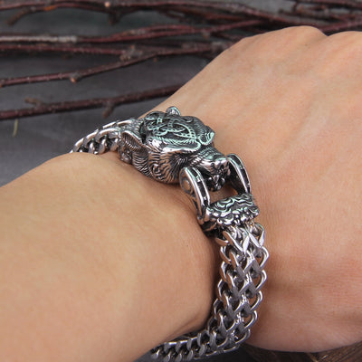 MESHED STYLED BEAR/EAGLE/WOLF BRACELET- STAINLESS STEEL