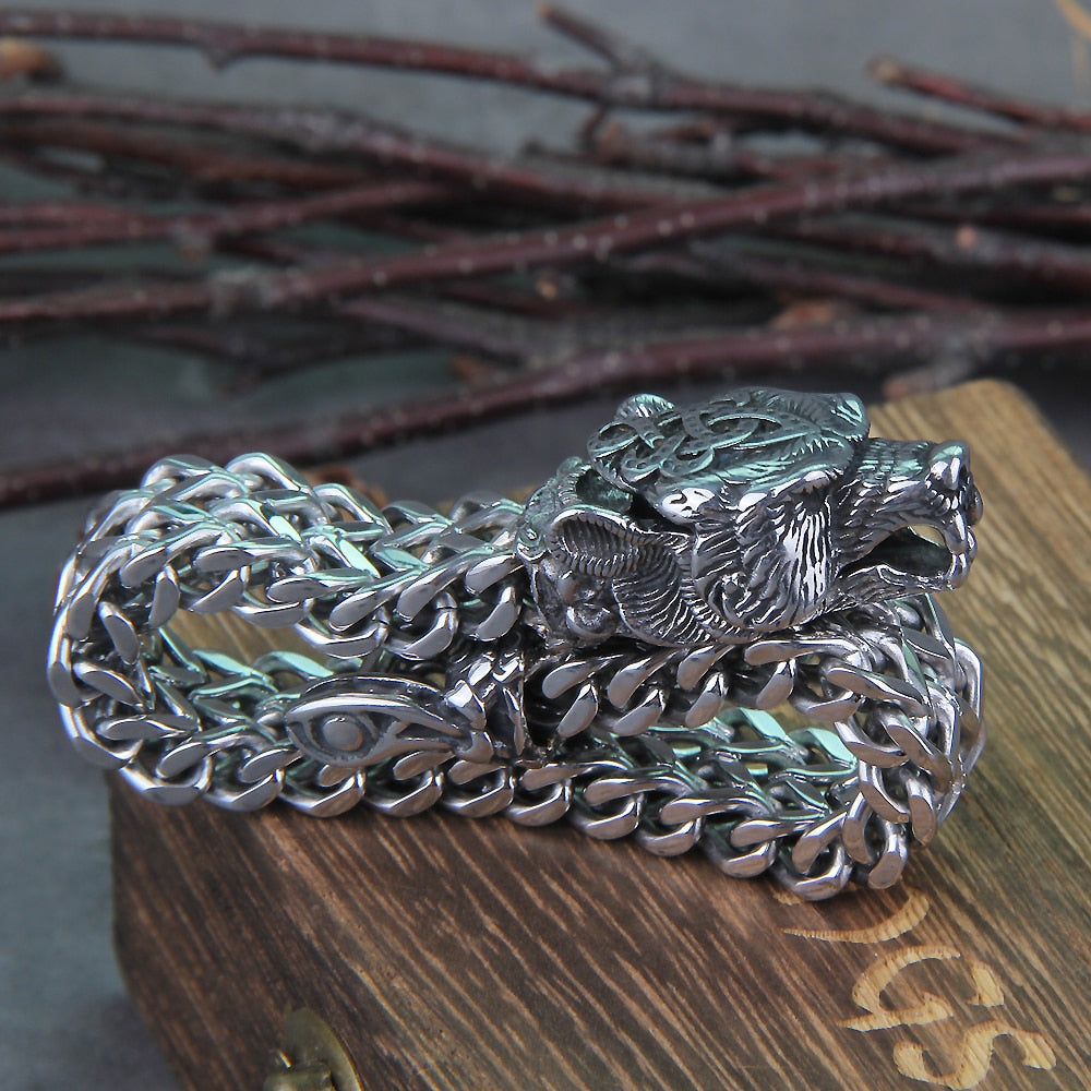 MESHED STYLED BEAR/EAGLE/WOLF BRACELET- STAINLESS STEEL
