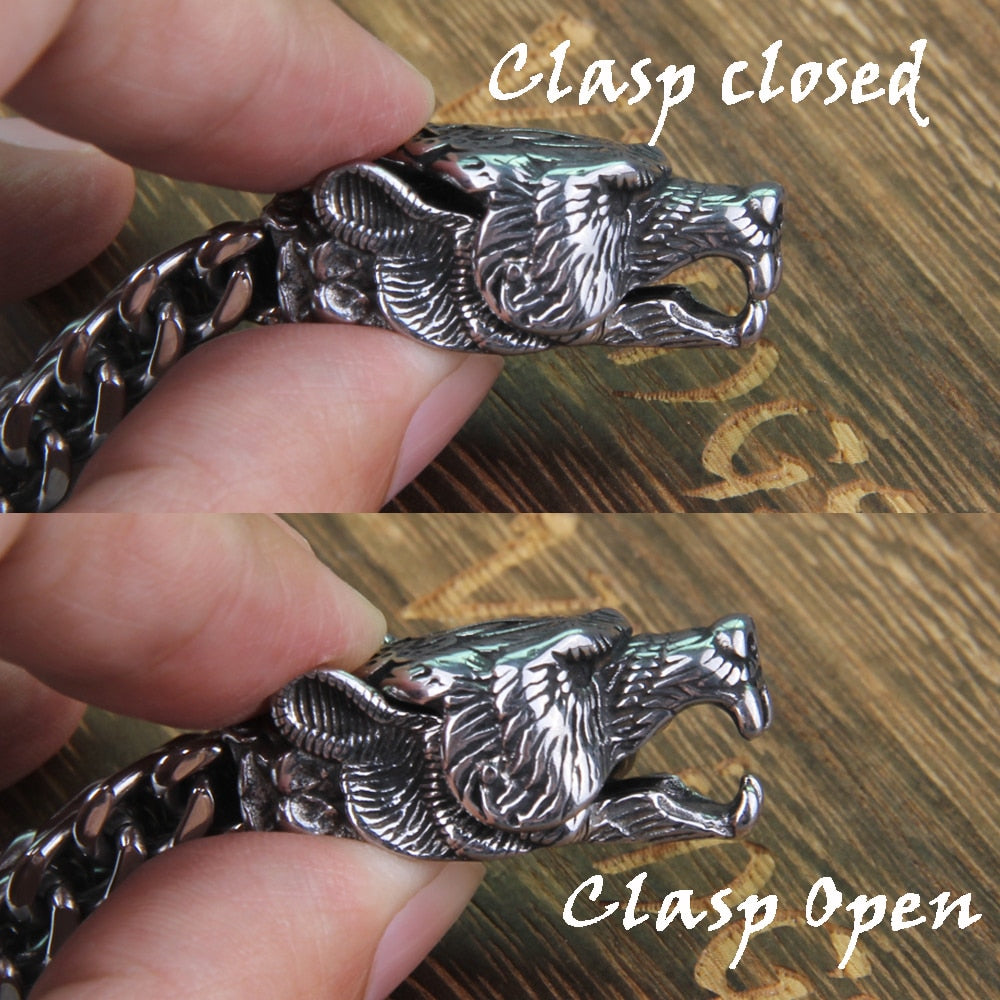 MESHED STYLED BEAR/EAGLE/WOLF BRACELET- STAINLESS STEEL