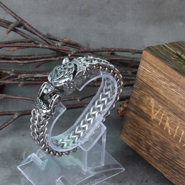 MESHED STYLED BEAR/EAGLE/WOLF BRACELET- STAINLESS STEEL