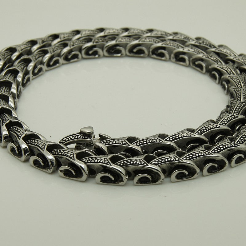 LONG VIKING JORMUNGANDR SCALE  LINK- STAINLESS STEEL - Forged in Valhalla