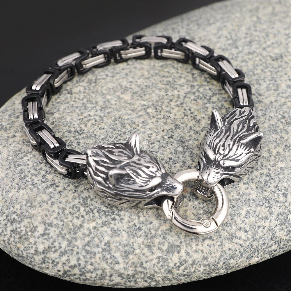 IMPOSING WOLVES BANGLE- STAINLESS STEEL VARIETY