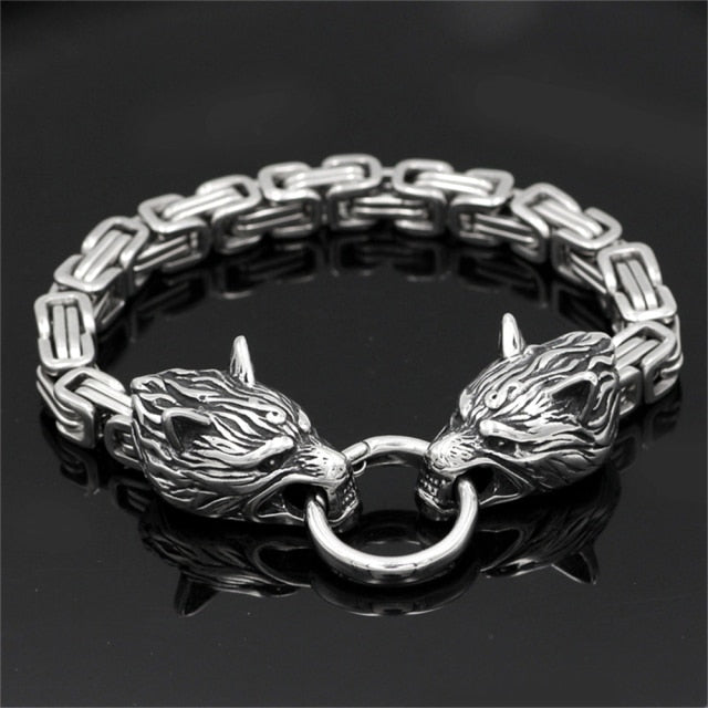 IMPOSING WOLVES BANGLE- STAINLESS STEEL VARIETY