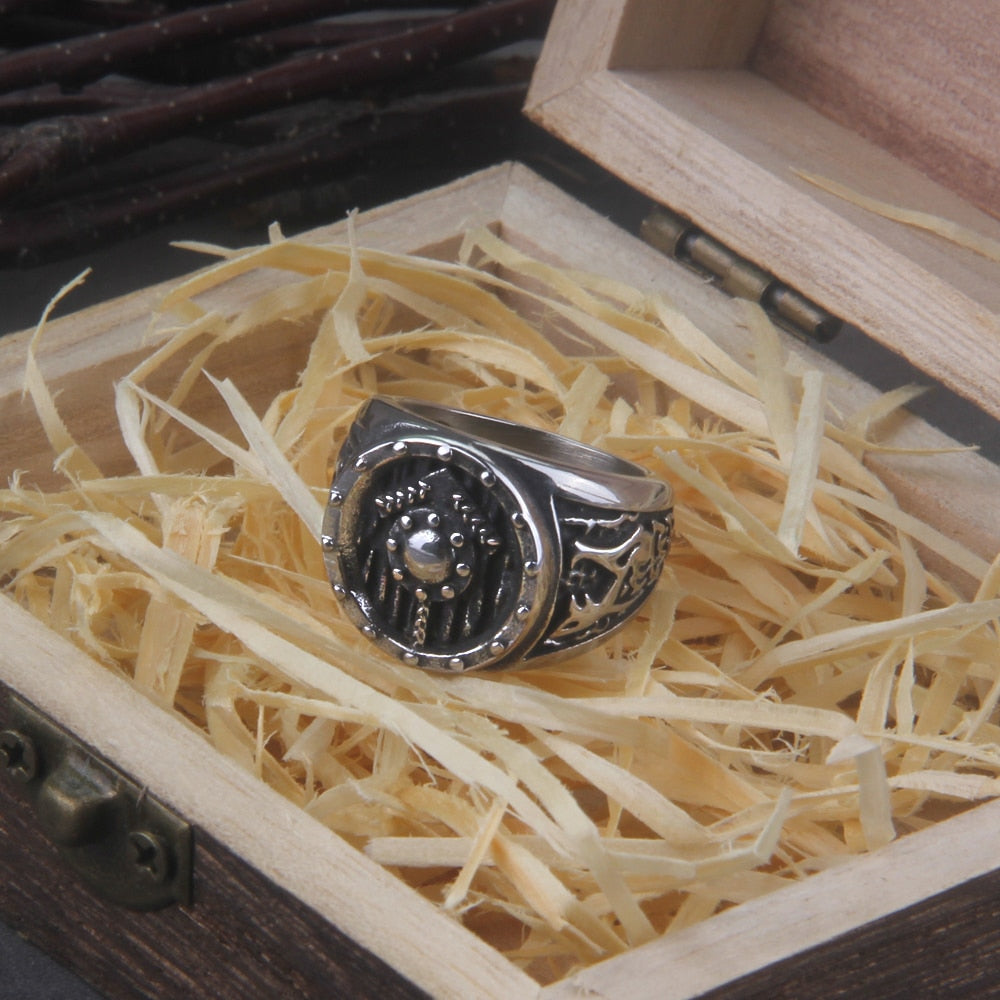 WOLF SHIELD RING- STAINLESS STEEL