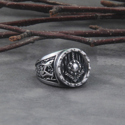 WOLF SHIELD RING- STAINLESS STEEL