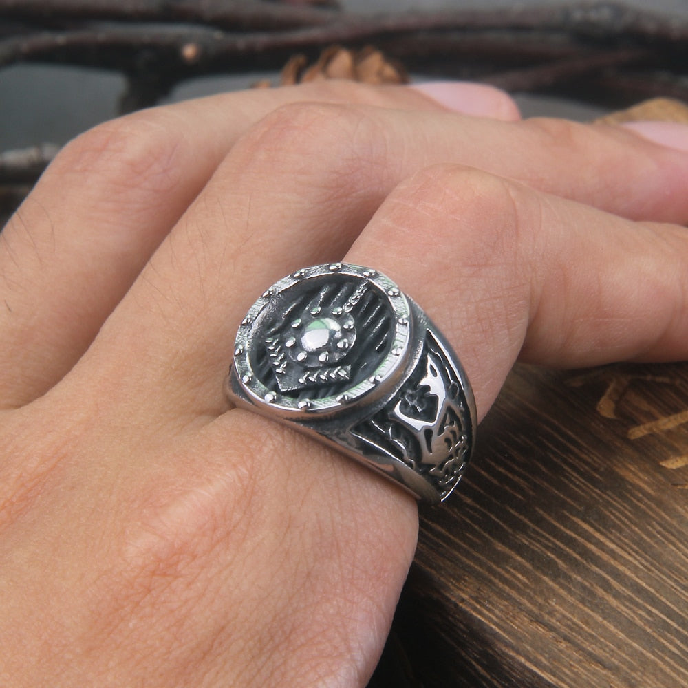 WOLF SHIELD RING- STAINLESS STEEL