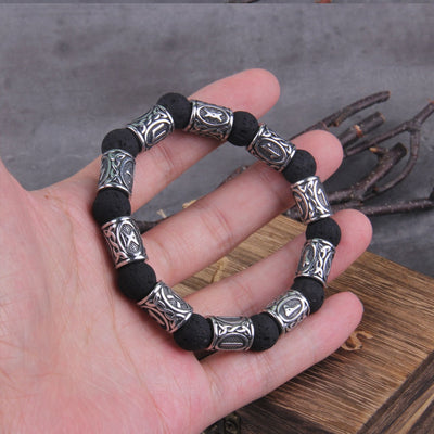 RUNIC LAVA BEADS- STAINLESS STEEL