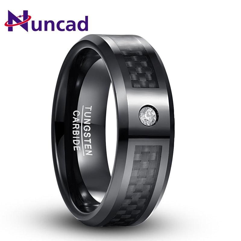 ICELANDIC SPAR CRYSTAL - TUNGSTEN STEEL RING